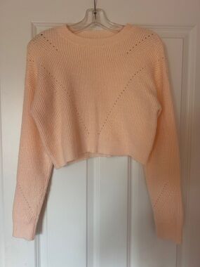 Full Tilt Cropped Crew Sweater - Peach